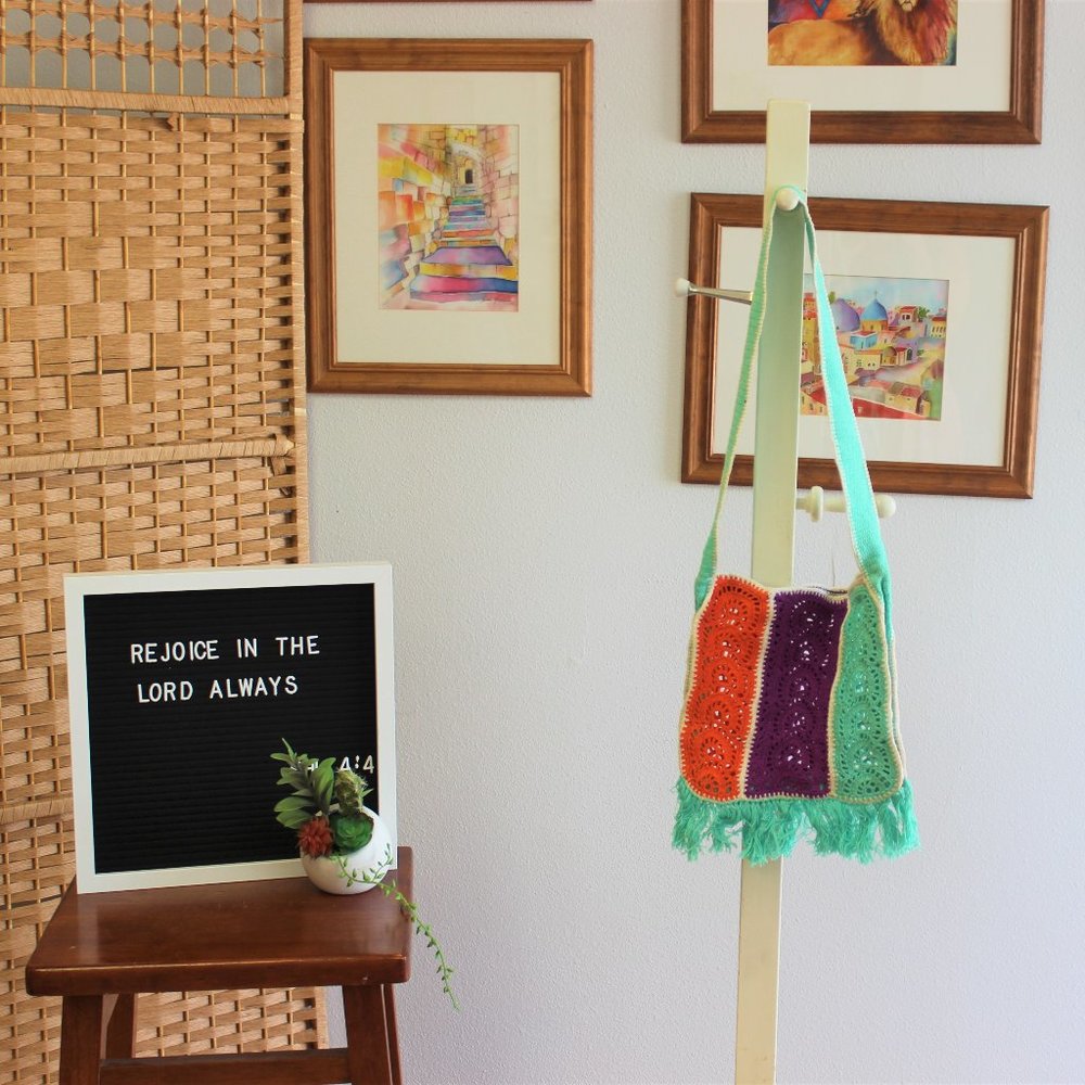 Vintage Multicolor Crochet Purse